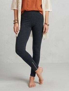 VTG GAP Black Tactel Spandex Leggings Ankle Zip Detail - M